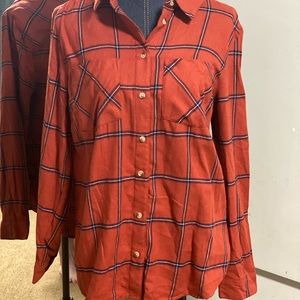 Orange plaid flannel shirt